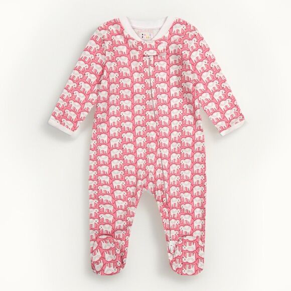 Roberta Roller Rabbit Pink "Hathi Elephant" Soft Pima Cotton Footie Sleeper 3-6m - Picture 1 of 10